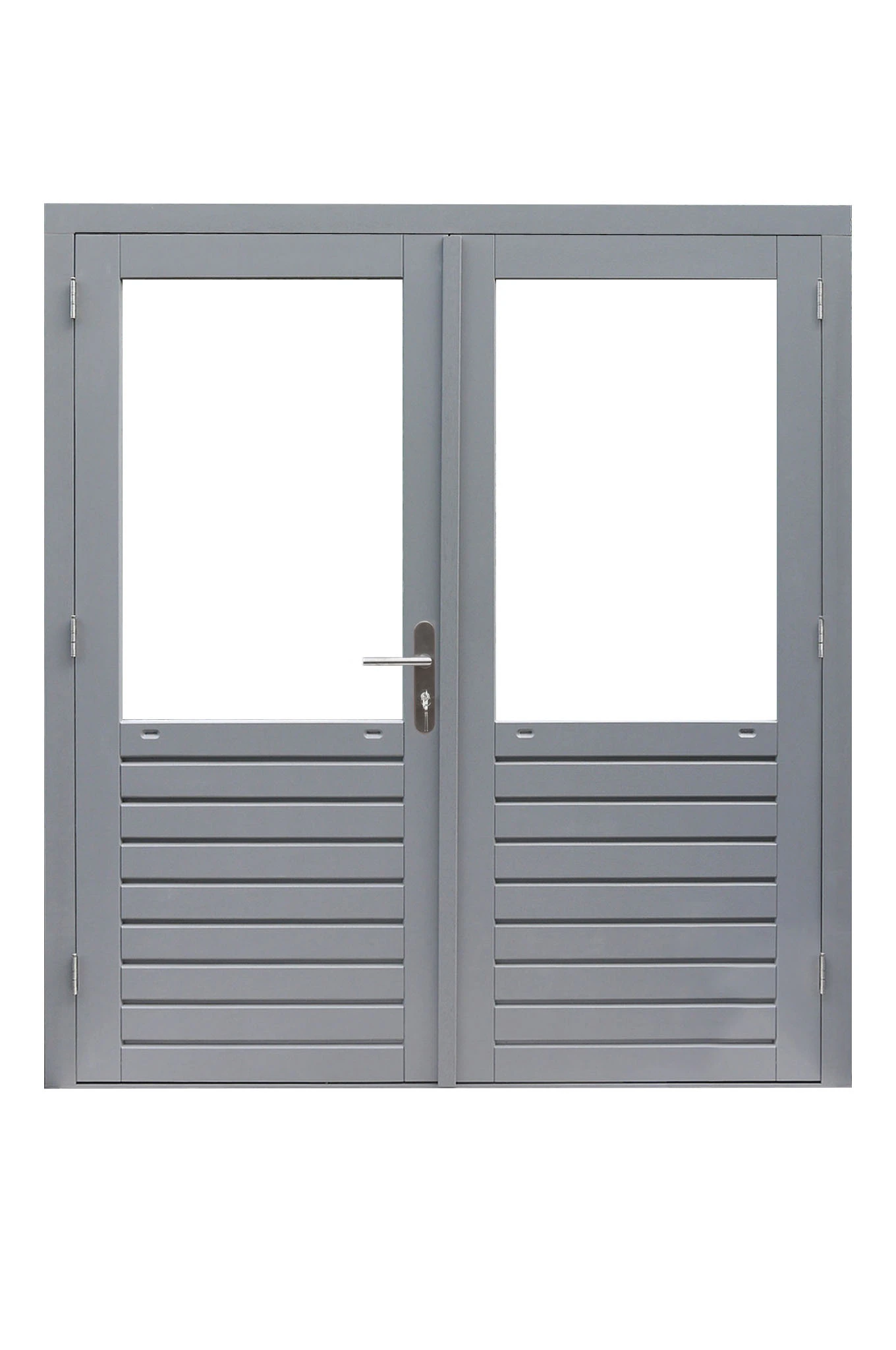 Hardhout Dubbele Deur Prestige Dubbelglas 202 x 221 cm - Grijs Gegrond - Afbeelding 1